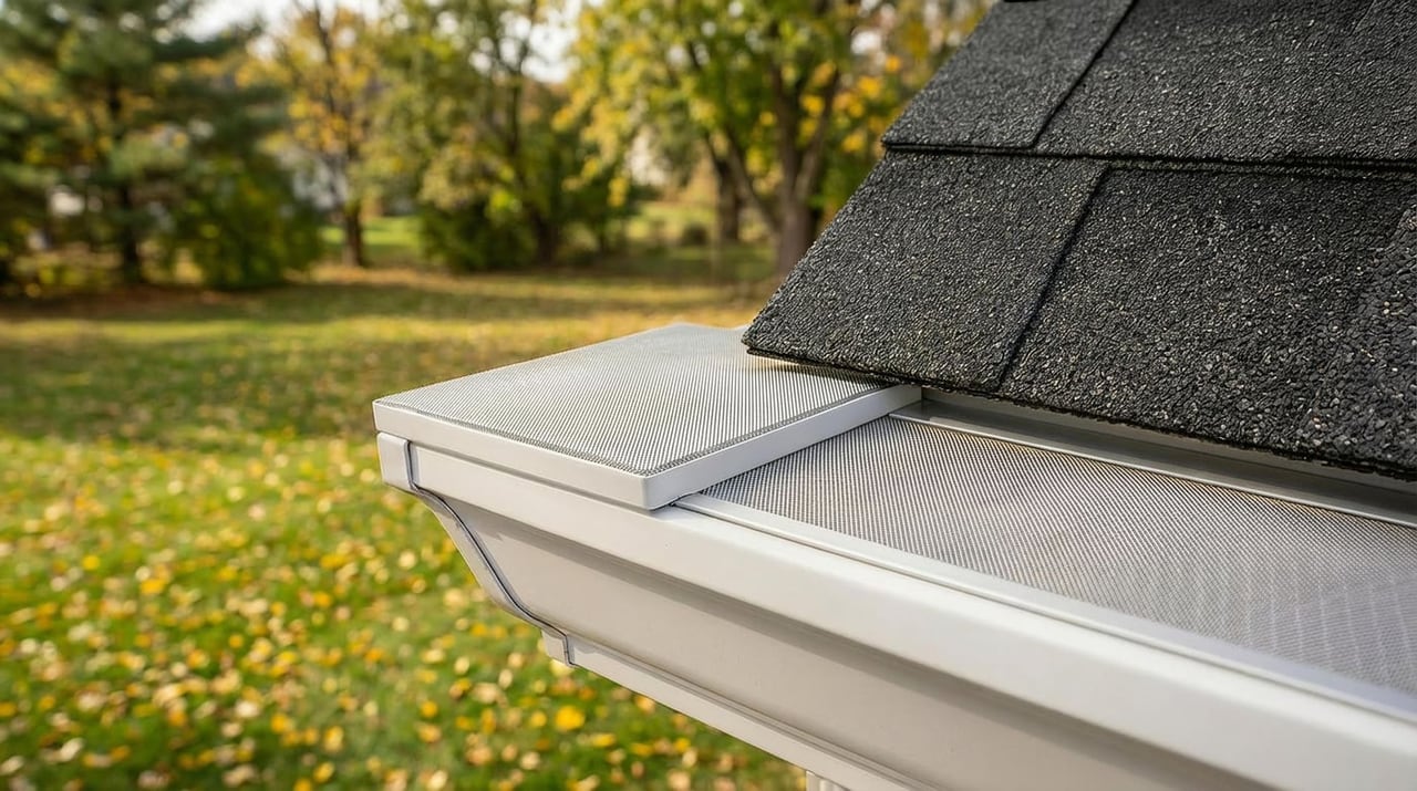 Newly installed seamless gutter with corner miter on a Central Virginia home