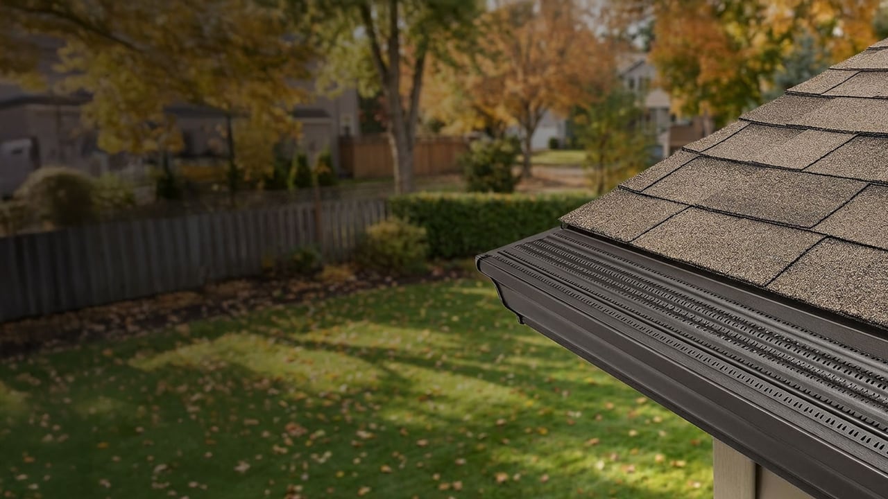 New Wave punched-aluminum guard installed on a shingle roof